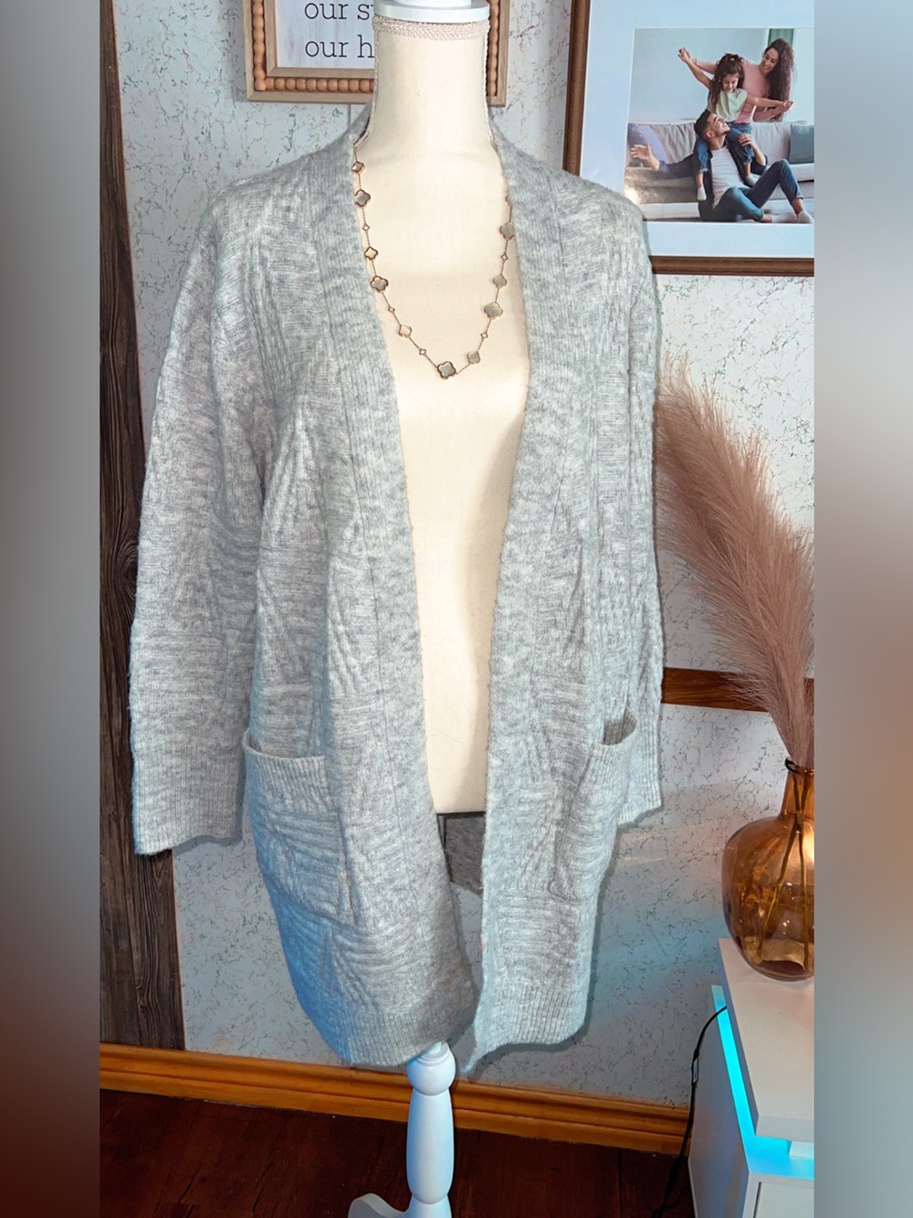 Terra & Sky Gray Open Front Cardigan Sweater – Size 0X (14W)